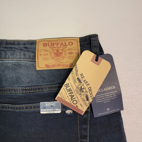 Buffalo Bitton Slim Boot/king Stretch Blue Denim Men's Jeans Size W 42 × L 32 - Picture 6 of 6